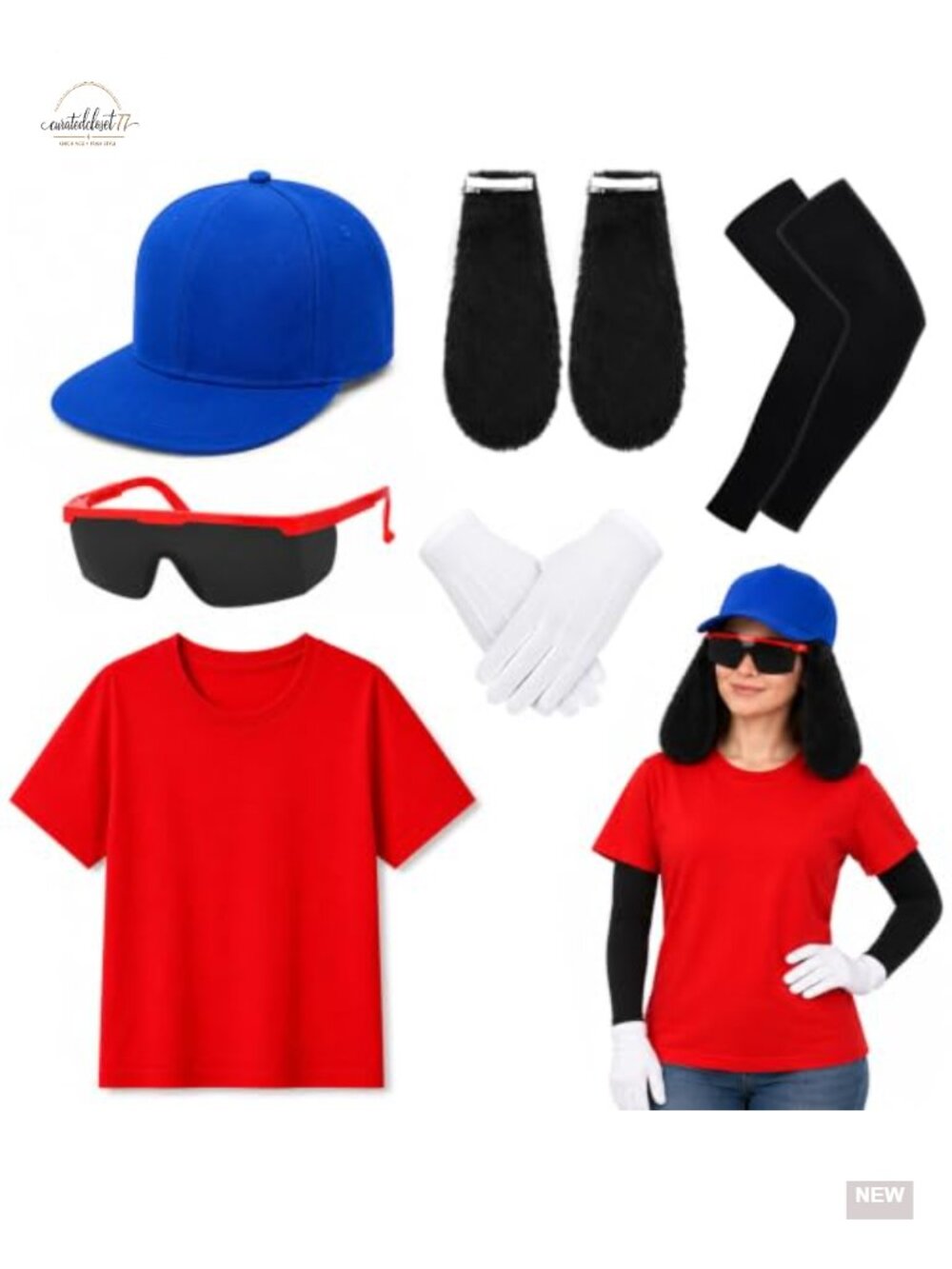 SOPAYL Adult Halloween Costume Set with Baseball Cap T-Shirt Sunglasses Gloves